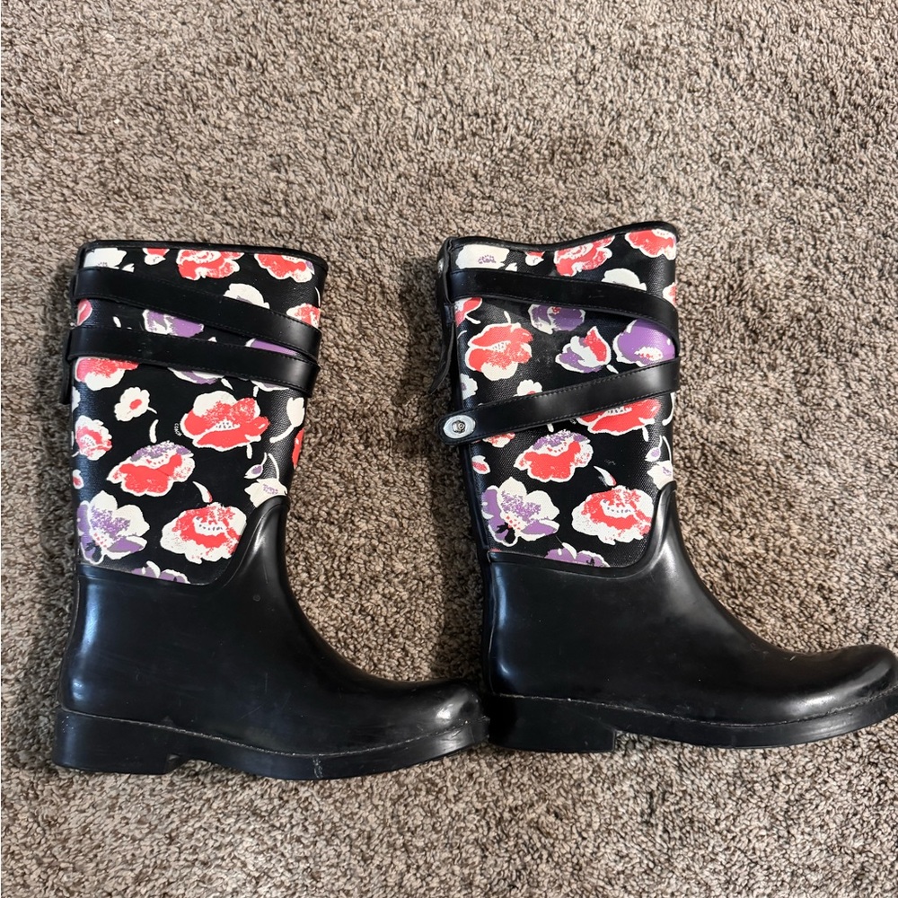 Coach Floral Black Rain Boots